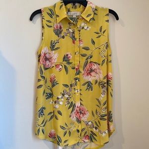 Loft floral button down tank blouse